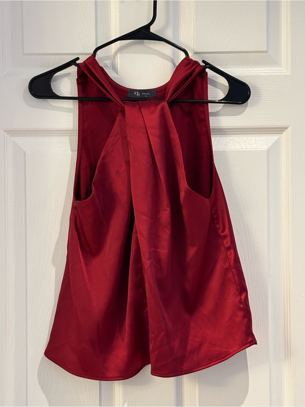 Kensie Satin Halter Tank in Deep Red